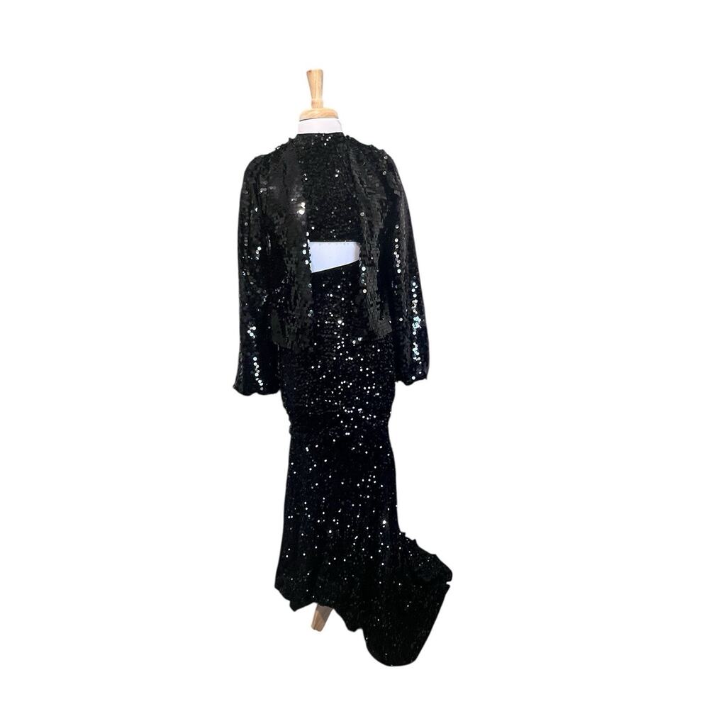 Women's M Formal Prom Sequin Cut Out Waist Mermaid Maxi Dress and Jacket